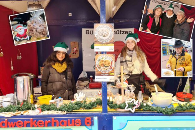 Quettinger Bürgerschützen im Handwerkerhaus 6 auf dem Opladener Weihnachtsmarkt